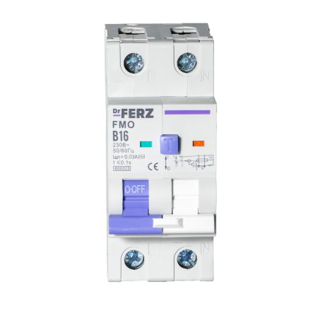 FMO-EL-1P+N 16A 30mA 6kA тип AC, х-ка B, 2M Диф. автомат